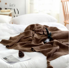 Nordic Fringed Knit Wool Blanket